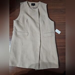 Eloquii Beige Sleeveless Coat Vest